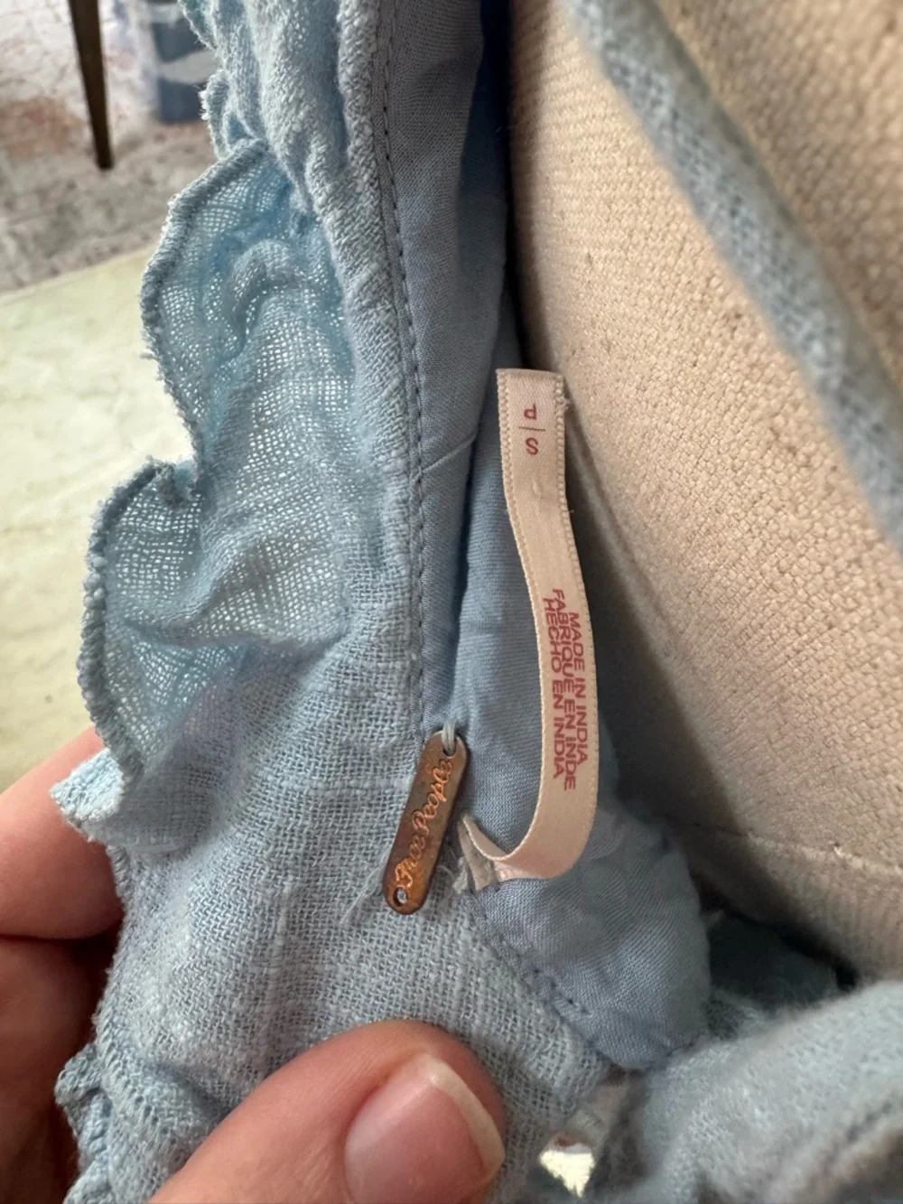 Free People Light Blue Ruffle-Trim Mini Dress - Picture 2 of 10